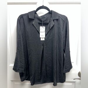 Stradivarius Lightweight Black Blouse with Collar